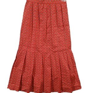 Cullinane VTG Trumpet Flare Skirt 10 Bright Red Patterned Cottage Homestead USA